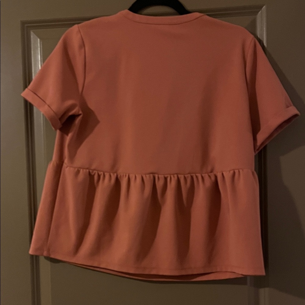 Ann Taylor Lace-Up Peplum Blouse - Rust - Picture 3 of 3